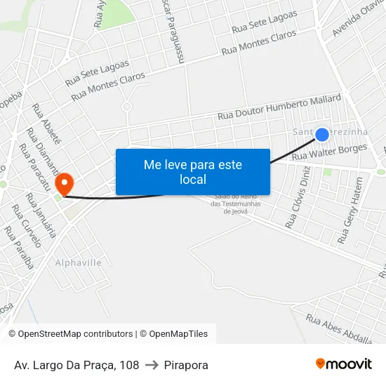 Av. Largo Da Praça, 108 to Pirapora map