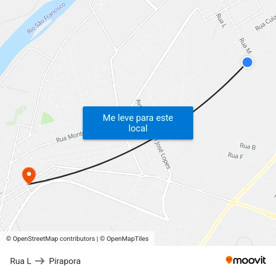Rua L to Pirapora map