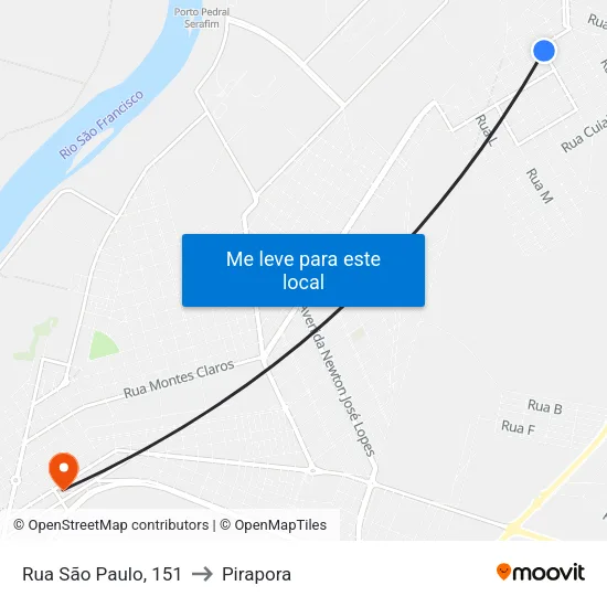 Rua São Paulo, 151 to Pirapora map