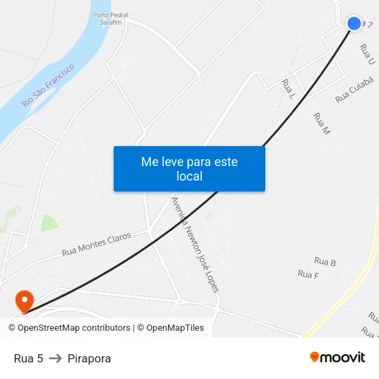 Rua 5 to Pirapora map