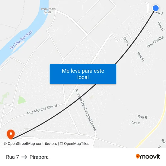 Rua 7 to Pirapora map