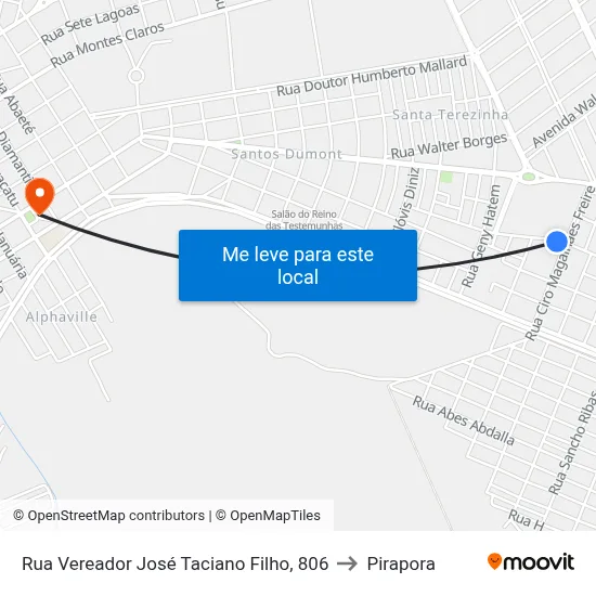 Rua Vereador José Taciano Filho, 806 to Pirapora map