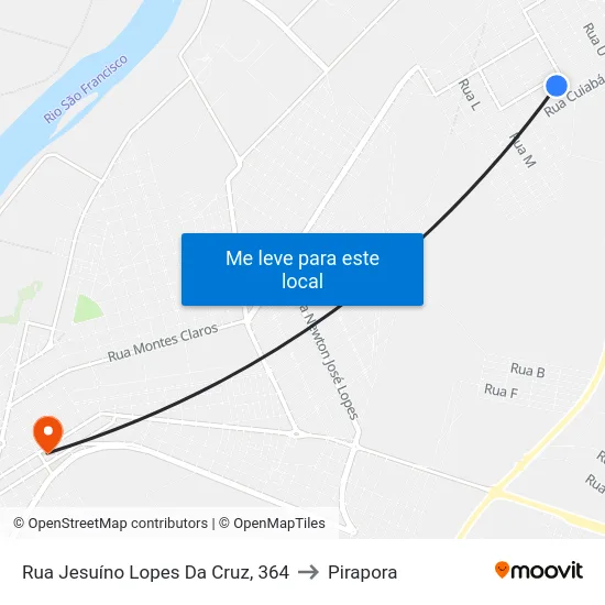 Rua Jesuíno Lopes Da Cruz, 364 to Pirapora map