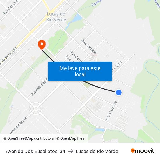 Avenida Dos Eucaliptos, 34 to Lucas do Rio Verde map