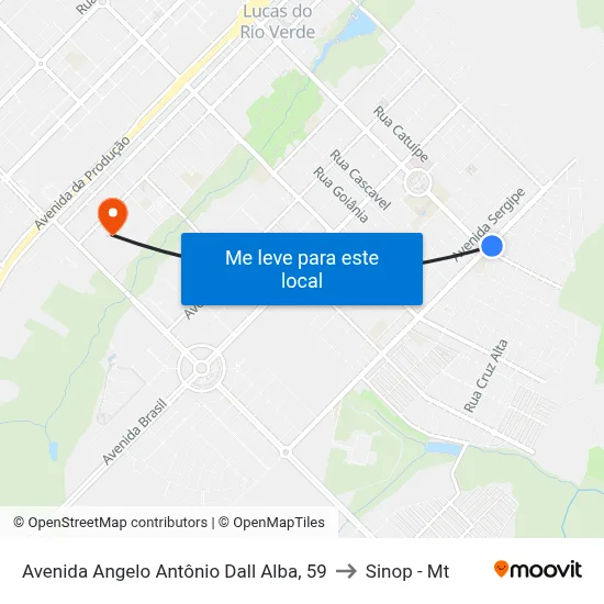 Avenida Angelo Antônio Dall Alba, 59 to Sinop - Mt map