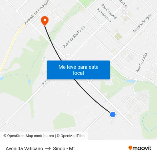 Avenida Vaticano to Sinop - Mt map