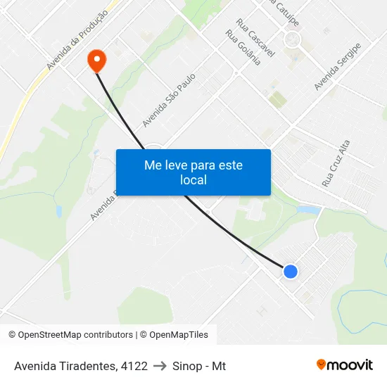 Avenida Tiradentes, 4122 to Sinop - Mt map