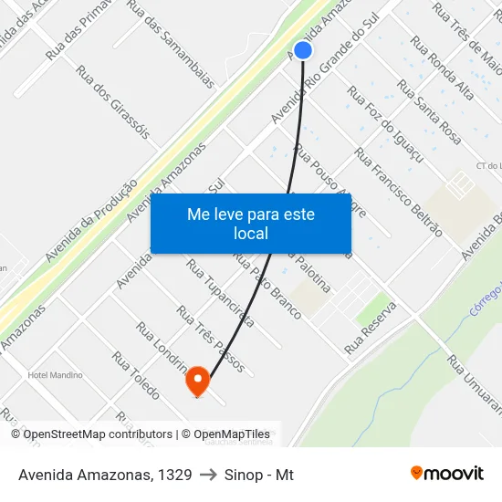 Avenida Amazonas, 1329 to Sinop - Mt map