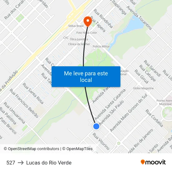 527 to Lucas do Rio Verde map