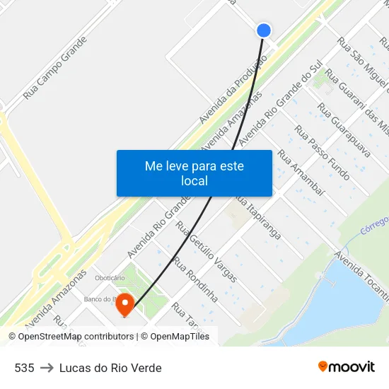 535 to Lucas do Rio Verde map