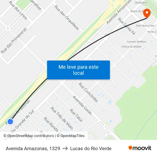 Avenida Amazonas, 1329 to Lucas do Rio Verde map