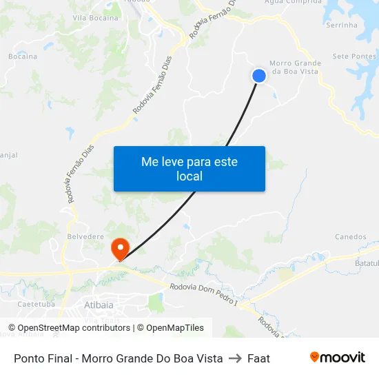 Ponto Final - Morro Grande Do Boa Vista to Faat map