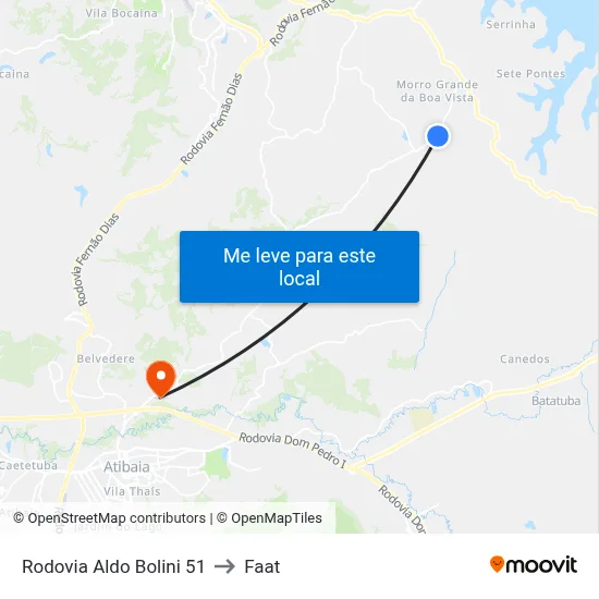 Rodovia Aldo Bolini 51 to Faat map