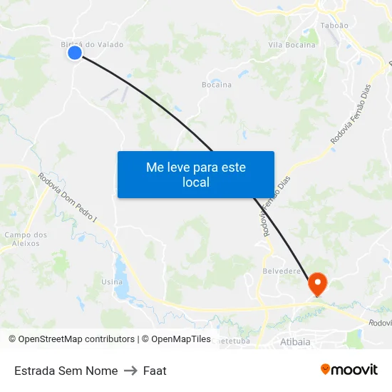 Estrada Sem Nome to Faat map