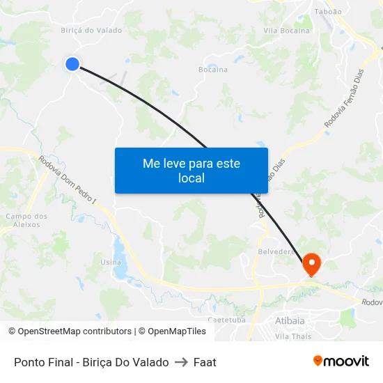 Ponto Final - Biriça Do Valado to Faat map