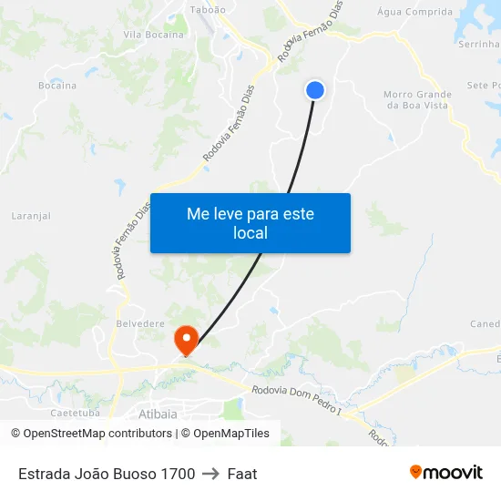 Estrada João Buoso 1700 to Faat map