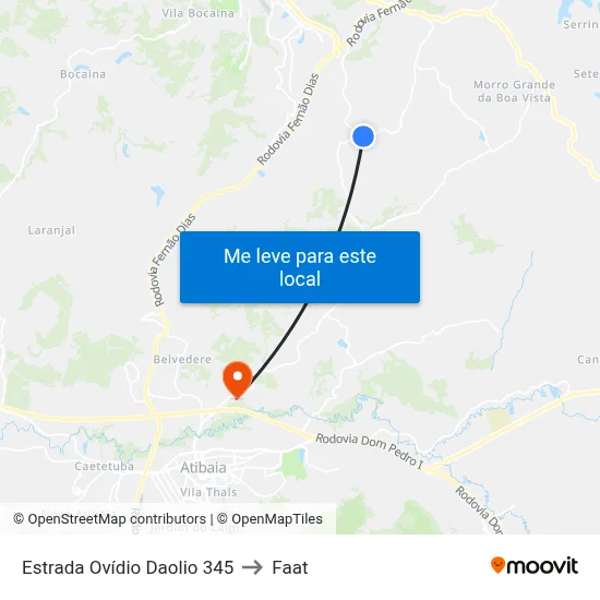 Estrada Ovídio Daolio 345 to Faat map