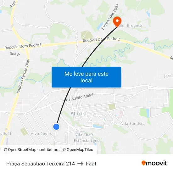 Praça Sebastião Teixeira 214 to Faat map