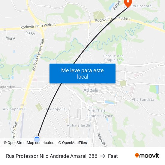 Rua Professor Nilo Andrade Amaral, 286 to Faat map