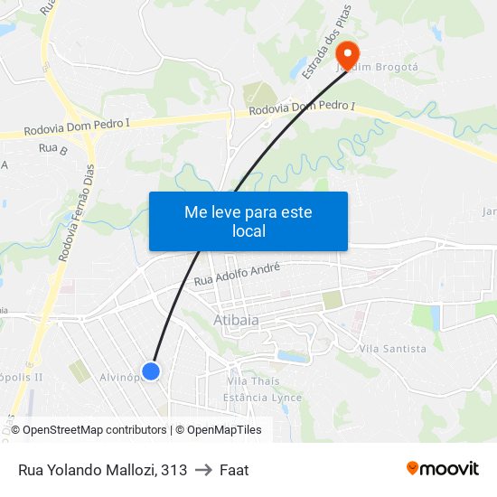 Rua Yolando Mallozi, 313 to Faat map