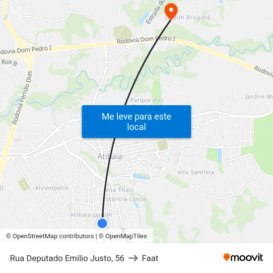 Rua Deputado Emílio Justo, 56 to Faat map