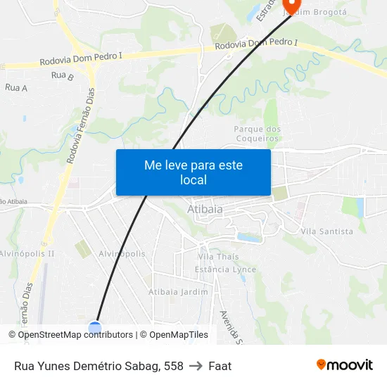 Rua Yunes Demétrio Sabag, 558 to Faat map