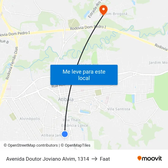 Avenida Doutor Joviano Alvim, 1314 to Faat map