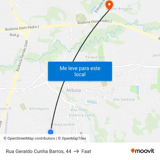 Rua Geraldo Cunha Barros, 44 to Faat map