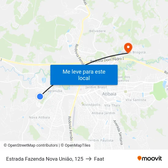 Estrada Fazenda Nova União, 125 to Faat map