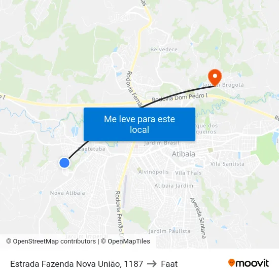 Estrada Fazenda Nova União, 1187 to Faat map