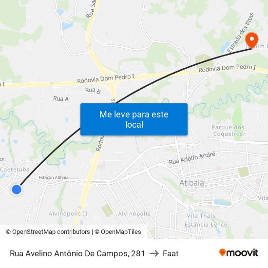 Rua Avelino Antônio De Campos, 281 to Faat map