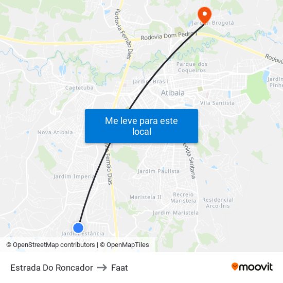 Estrada Do Roncador to Faat map