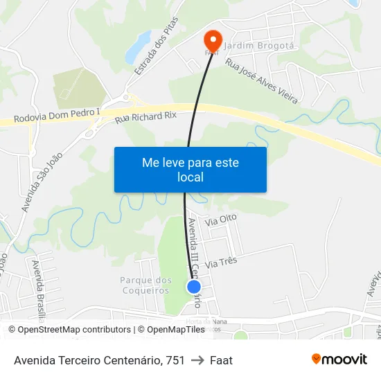 Avenida Terceiro Centenário, 751 to Faat map