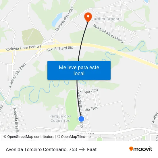 Avenida Terceiro Centenário, 758 to Faat map