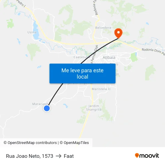 Rua Joao Neto, 1573 to Faat map