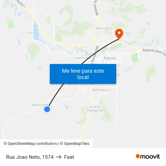 Rua Joao Neto, 1574 to Faat map