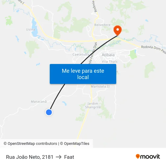 Rua João Neto, 2181 to Faat map