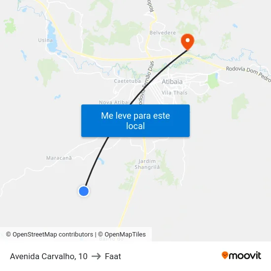 Avenida Carvalho, 10 to Faat map