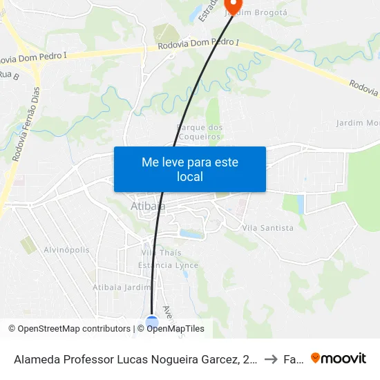 Alameda Professor Lucas Nogueira Garcez, 2510 to Faat map