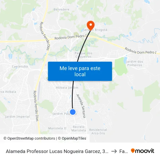 Alameda Professor Lucas Nogueira Garcez, 3586 to Faat map