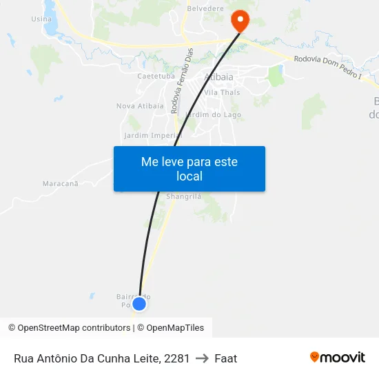 Rua Antônio Da Cunha Leite, 2281 to Faat map