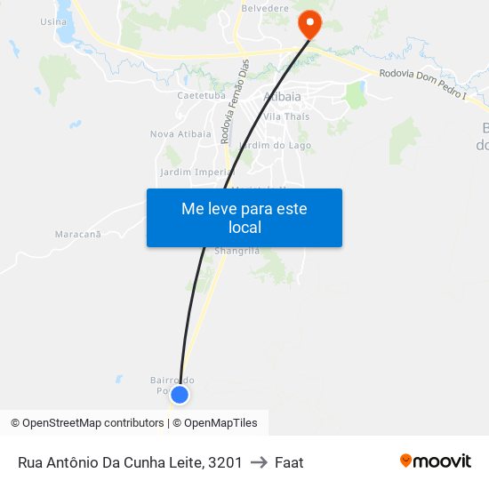Rua Antônio Da Cunha Leite, 3201 to Faat map