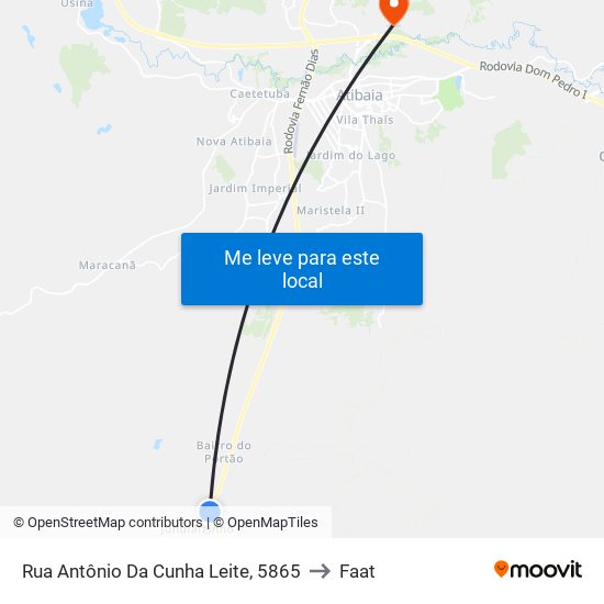 Rua Antônio Da Cunha Leite, 5865 to Faat map