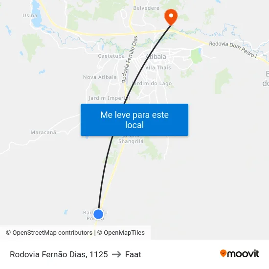 Rodovia Fernão Dias, 1125 to Faat map