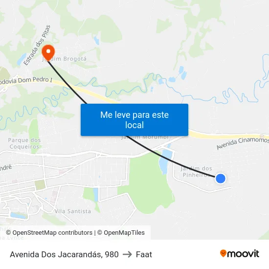 Avenida Dos Jacarandás, 980 to Faat map