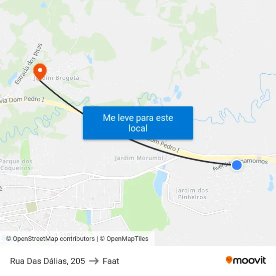 Rua Das Dálias, 205 to Faat map