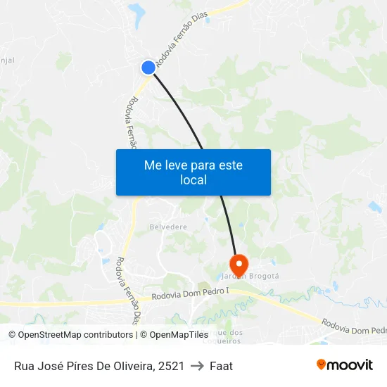Rua José Píres De Oliveira, 2521 to Faat map