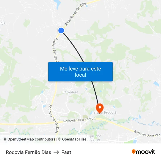 Rodovia Fernão Dias to Faat map