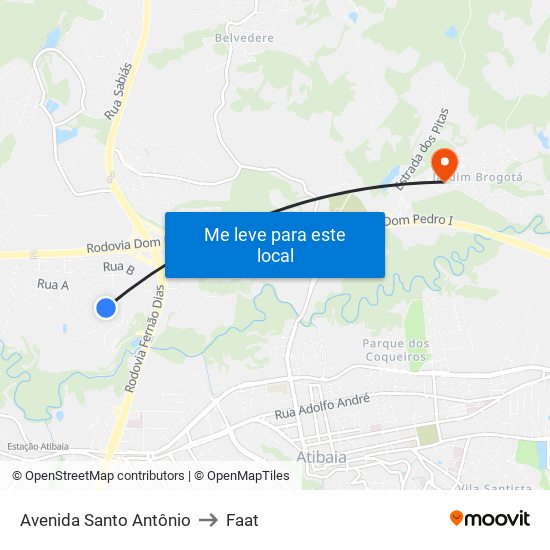 Avenida Santo Antônio to Faat map