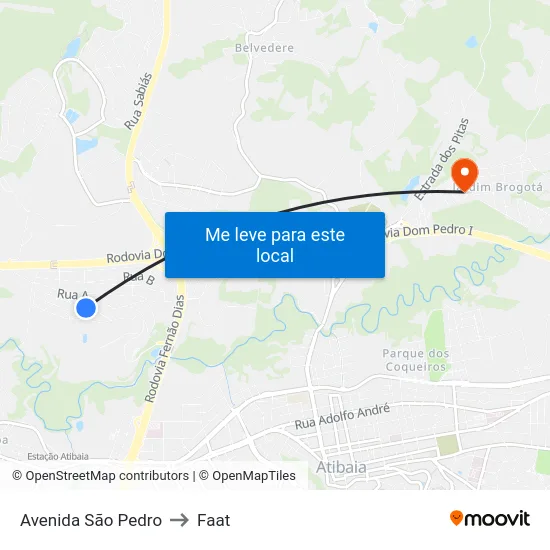 Avenida São Pedro to Faat map